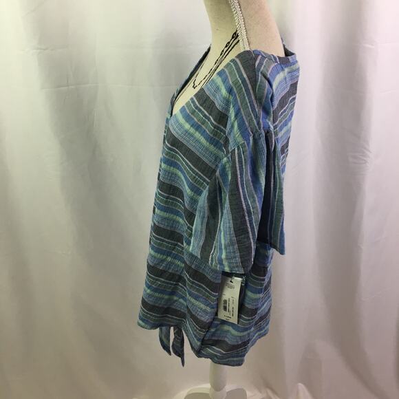 a.n.a button down tie off blouse cool stripe combo - Picture 8 of 16